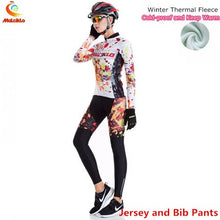 Load image into Gallery viewer, Malciklo 2019 Winter Cycling Jersey Long Sleeve Thermal Fleece Invierno Mujer Women Cycling Clothing + BIB Pants Cycling Sets