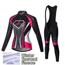 Load image into Gallery viewer, Malciklo 2019 Winter Cycling Jersey Long Sleeve Thermal Fleece Invierno Mujer Women Cycling Clothing + BIB Pants Cycling Sets