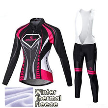 Load image into Gallery viewer, Malciklo 2019 Winter Cycling Jersey Long Sleeve Thermal Fleece Invierno Mujer Women Cycling Clothing + BIB Pants Cycling Sets