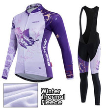 Load image into Gallery viewer, Malciklo 2019 Winter Cycling Jersey Long Sleeve Thermal Fleece Invierno Mujer Women Cycling Clothing + BIB Pants Cycling Sets