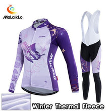 Load image into Gallery viewer, Malciklo 2019 Winter Cycling Jersey Long Sleeve Thermal Fleece Invierno Mujer Women Cycling Clothing + BIB Pants Cycling Sets