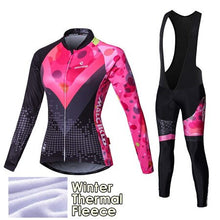 Load image into Gallery viewer, Malciklo 2019 Winter Cycling Jersey Long Sleeve Thermal Fleece Invierno Mujer Women Cycling Clothing + BIB Pants Cycling Sets