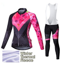 Load image into Gallery viewer, Malciklo 2019 Winter Cycling Jersey Long Sleeve Thermal Fleece Invierno Mujer Women Cycling Clothing + BIB Pants Cycling Sets