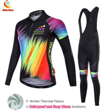 Load image into Gallery viewer, Malciklo 2019 Winter Cycling  Jersey Long Sleeve Thermal Fleece Invierno Mujer Women Cycling Clothing + BIB Pants Cycling Sets
